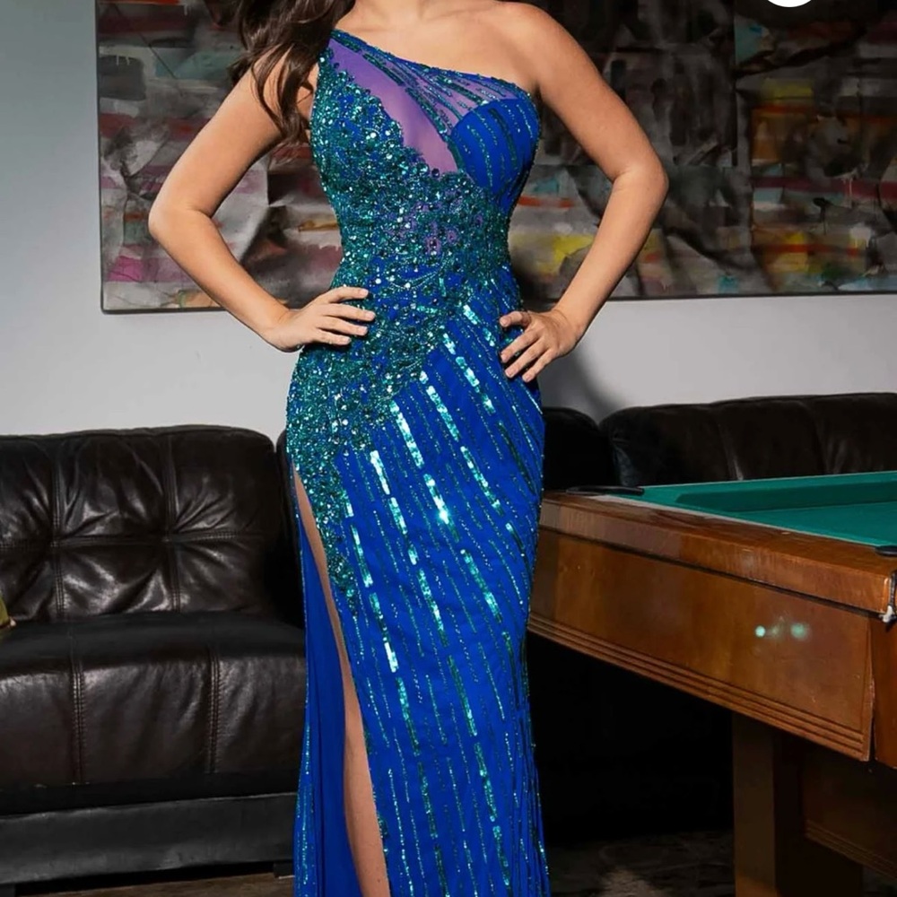 Elegant Blue One-Shoulder Evening/ Formal/ Prom Dress